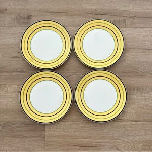 PAGNOSSIN IRONSTONE TREVISO 8.25 INCH YELLOW SALAD PLATES Set of 4 MADE IN ITALY
